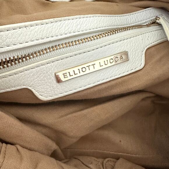 Elliott Lucca White Woven Leather Tote Boho Cottage Minimalist Neutral Coastal - Picture 3 of 11